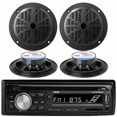 Pyle PLCDBT95 Boat CD Player AM/FM Radio AUX Input Receiver 4 X 5.25  Speakers • $124.99