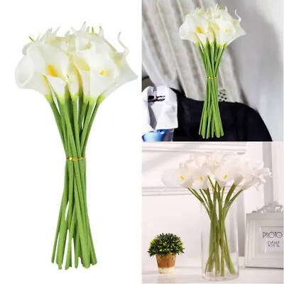 £8.77 • Buy 10x Artificial Table Vase Flower Arrangement Wedding Calla Lily Bouquet - White