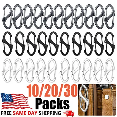 10-30xDual Wire Gate Snap Hook Mini Alloy Spring Carabiner Clip Keychain Outdoor • $7.59