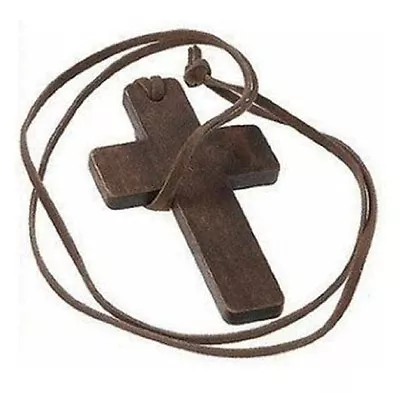 1X Retro Men Women Brown Cross Penda  Religious Wooden Wood Necklace EB DSD_LO • $0.96