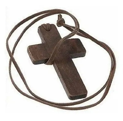 1X Retro Men Women Brown Cross Penda  Religious Wooden Wood Necklace EB DSD.ou • $2.43