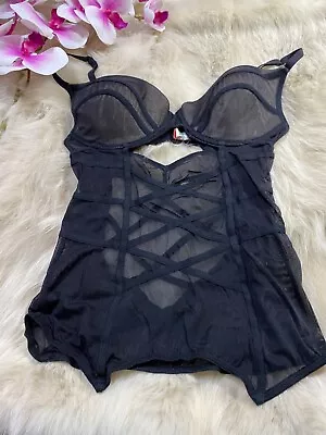 Edc Esprit Black Padded Underwired Camisole Nightwear Size It2b Us32b Eu70b  • $50