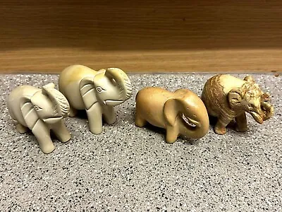 X4 Stone/Marble Small Elephant Figurines - Animal Ornaments - Elephants • £6.39