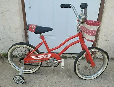 VINTAGE HUFFY 1980s COCA COLA Sign PROMOTION BICYCLE Children Training Wheels • $311.20