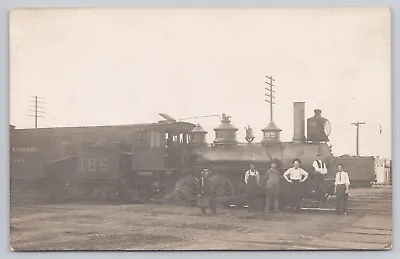 Schenectady Steam Locomotive 185 & Crew & Flagman VTG RPPC Real Photo Postcard • $239.99