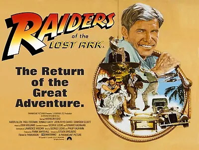 RAIDERS OF THE LOST ARK 1981 Quad Poster Print 30x40   INDIANA JONES    FREE P&P • £24.99