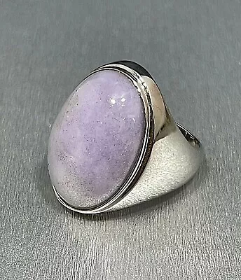 Men’s Jade Ring 14K White Gold Lavender In Color (Grade A) 28mmX21mm • $4500