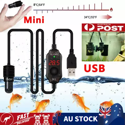 USB Mini Aquarium Fish Tank Heater Thermostat Submersible Heater LED Heating Rod • $8.96