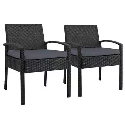 $148.34 • Buy Gardeon Outdoor Furniture Dining Chairs Wicker Garden Patio Cushion Black X2