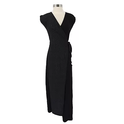 CAbi #5609 Disco Wrap Maxi Dress Black Polka Dot Sleeveless V Neck Womens Small • $40.95