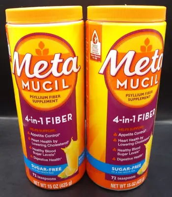 2 Pk Metamucil 4-in-1 Fiber Supplement Sugar-Free Powder Orange Exp. 10/25+ New • $39.95