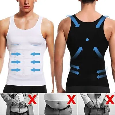 Men's Body Shaper Toning T-Shirt Ultra Durable Vest Compression Slim Underwear • $9.53