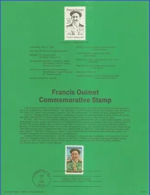 $2.25 • Buy GOLF LEGEND FRANCIS OUIMET 1988   #2377 USPS FIRST DAY CANCEL Souvenir Page 