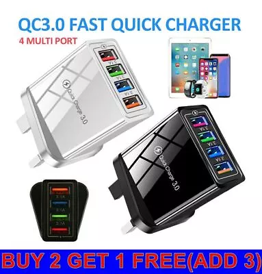 4 Multi-Port USB Hub Wall Charger Fast Quick Charge Mains UK Plug Adapter Phones • £4.99