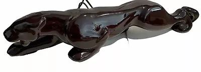 Mid Century Modern Ceramic Dark Brown Panther Accent Lamp Vintage 21  Working • $159.58