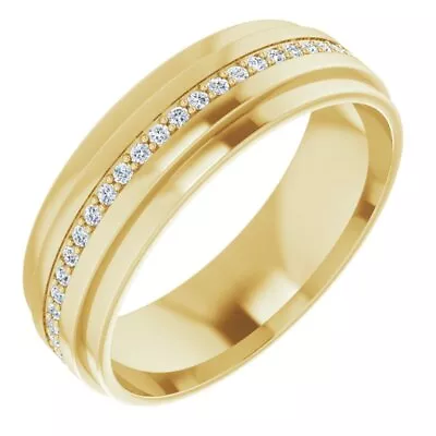 7mm 14K Yellow Gold 1/3 To 3/8 CTW Diamond Eternity Ridge Edge Band • $2053.98