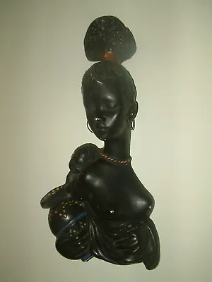 1950/60s PLASTER BLACK AFRICAN LADY WALL HANGING MASK Lk BARSONY TRETCHIKOFF ERA • £38