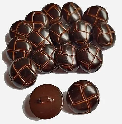 20mm Size 32L ARAN FOOTBALL Chocolate Brown Leather Effect Resin Shank Buttons • £3.99
