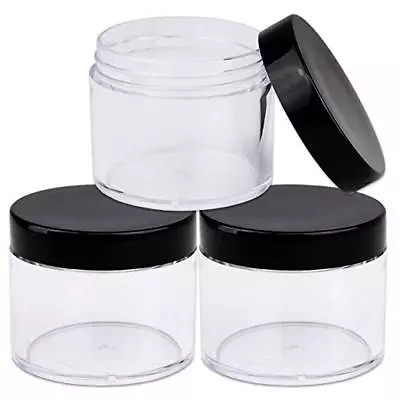 3 Pieces 2Oz/60g/60ml HQ Acrylic Leak Proof Clear Container Jars W/Black Lid • $6.49