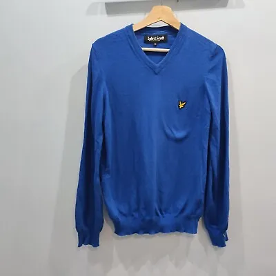 £10.99 • Buy Lyle & Scott Jumper V-Neck Cotton Sweater Size XS Blue