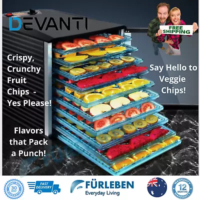 Devanti Food Dehydrator 10 Trays Commercial Fruit Dehydrators Beef Jerky Dryer • $189.95