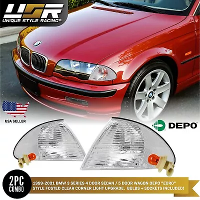 DEPO Euro Clear Corner Signal Light W/ Bulbs For 99-01 BMW E46 4D Sedan/5D Wagon • $32.93