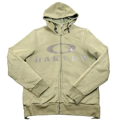 OAKLEY Sweater Zip Up Hoodie Mens Medium Green Fleece Sweatshirt Regular Fit • $35.96