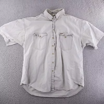 Vintage Columbia Shirt Mens XL Gray Chore Work Short Sleeve Button • $11.50