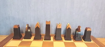 Chess Art Deco Hand Painted Set. SAC 9cm King. Beautiful Perfect Art Deco Set.  • £199.95