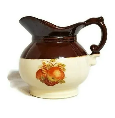 Vintage McCoy Pottery Pitcher Apple Goose Berry Design Brown Tan 7528 USA 5.5    • $9.99