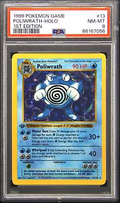 1999 Pokemon Game 13 Poliwrath 1st Edition Holo Rare Pokemon TCG Card PSA 8 • $0.11