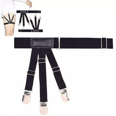 Black Men's Garter Belt Male Shirt Garters Stays Suspenders Braces Nylon • $4.70