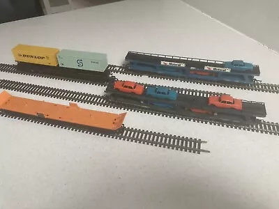 HORNBY / LIMA OO Gauge Assorted MotorRail Flat-Bed Container Wagons X4 • £35