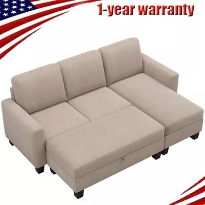 81  L-Shaped Sofa Reversible Sectional Set Couch W/Ottoman & Storage Chaise-3PCS • $764