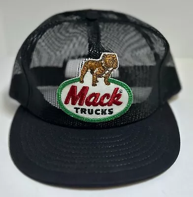 Vintage Auth MACK Trucks Logo Patch Snapback Hat Black Mesh Cap 1980 Made In USA • $99.99