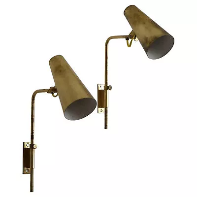 Italian Pair Wall Sconce Adjustable Wall Lights Brass Handmade Circa1950s By H • $534.82