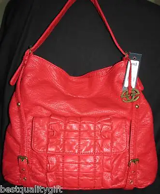 New Red Marc Ecko Red Soft Cherry Folded Fury Bucket Hobo Totehand Bag • $59.99