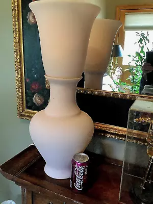 Estate Vintage 24  Tall Pink Satin Frosted Art Glass Vase Lamp Art Nouveau   328 • $219