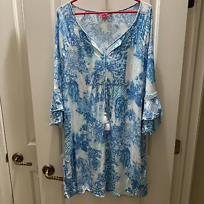 Lilly Pulitzer V Neck Dress With Tassel Size XL Ex Cond  • $40