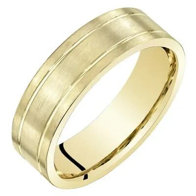 Men's 14k Yellow Gold Wedding Ring 6mm Comfort Fit Ring Sizes 8 To 14 • $310.99