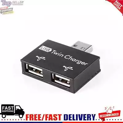 USB2.0 Male To Twin Charger Dual 2 Port USB Splitter Hub Adapter Converter • £3.59