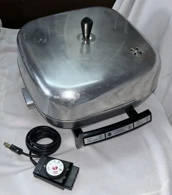 Vintage Hoover Electric Fry Pan Lid 8620 Stainless Steel Submersible 12 X 12 • $51.05