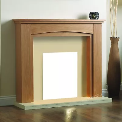 Electric Oak Cream Modern Freestanding Fire Surround Fireplace Suite Large 54  • £488