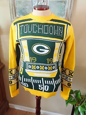 Green Bay Packers  Touchdown  NFL Light-Up Ugly Sweater Sz S - Video • $24.99
