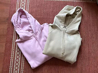 Lot Of 2 H&M Hoodies- Pink & Tan Size S E2 • $10.99