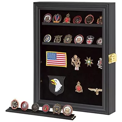  Medals Display Case - Military Challenge Coin Display Shadow Box - Small-Black • $51.65