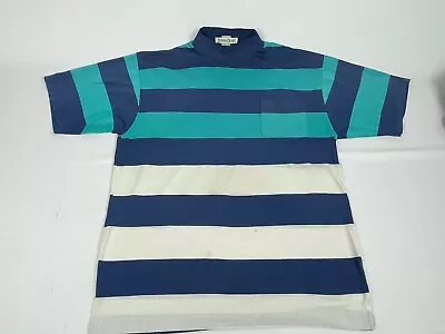 1990s Vintage Steeple Chase Striped T-Shirt Thin Pocket High Neck Y2K • $10