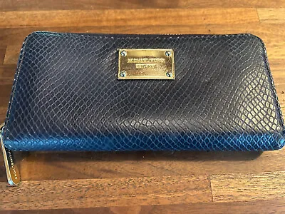 Michael Kors Wallet Blue Leather Diamond Embossed Zip Around Wallet • $28