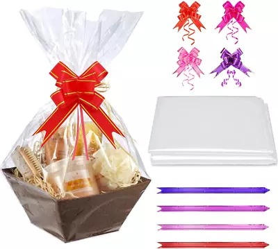 £14.07 • Buy Cellophane Basket Bags, 40pcs 28X40in Large Hamper Wrap Bags With Pull Gift Bags