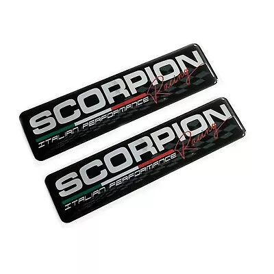 2x Scorpion Racing Italian Chrome 3D Domed Gel Sticker Badges Fits Fiat Abarth • £9.99